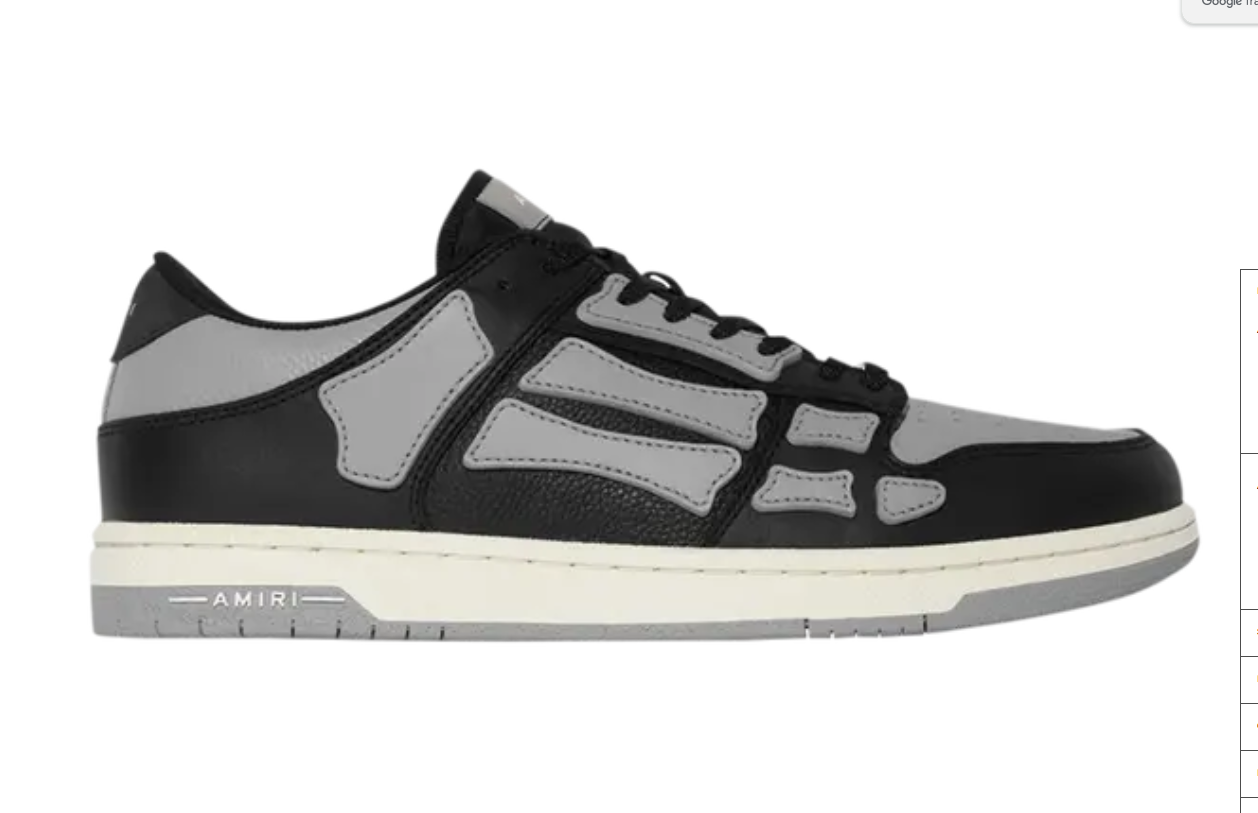 AMIRI Skel Top Low Black Grey-POIZON