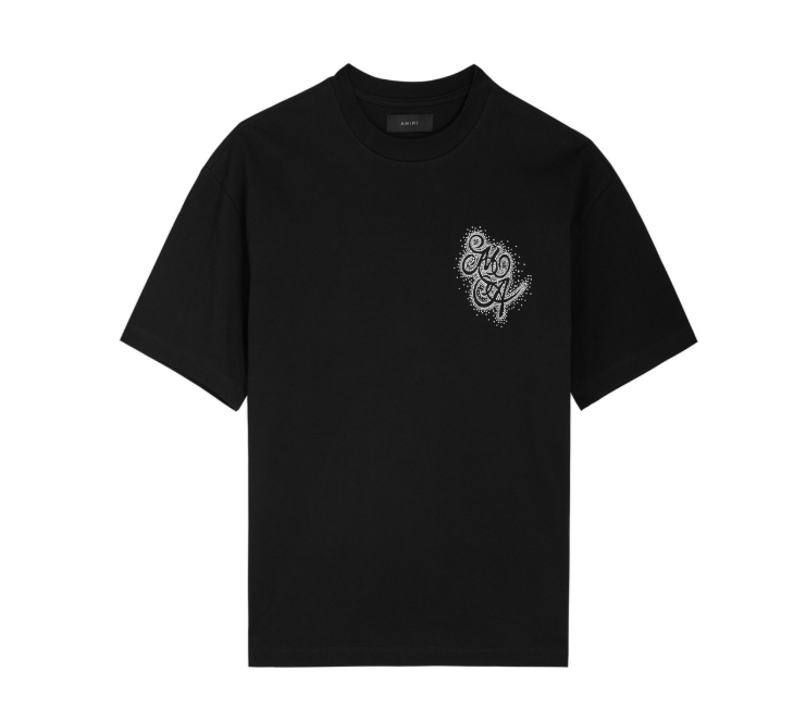 Amiri Crystal Burst MA Swirl Logo Cotton T-shirt
